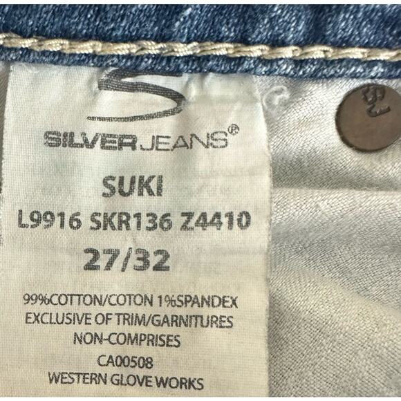 Silver Jeans Size 27x32 Denim Blue Suki Fit Flare Casual Preppy Low Rise 90s - Picture 9 of 9
